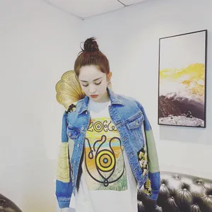 古丽娜扎牛仔服扎丸子头自拍照图片_5