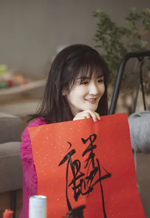 谢娜树莓色毛衣清秀图片_8