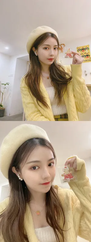 许杨玉琢黄色贝雷帽甜美照片_12