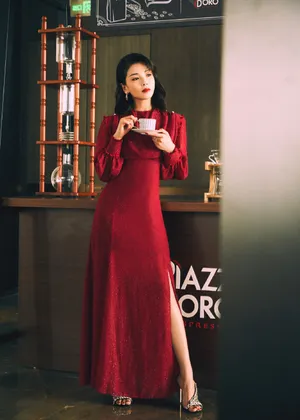刘涛复古红裙性感写真图片