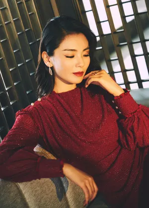 刘涛复古红裙性感写真图片_1