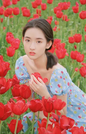 王玉雯蓝色长裙唯美写真图片_1