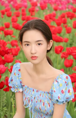 王玉雯蓝色长裙唯美写真图片_2