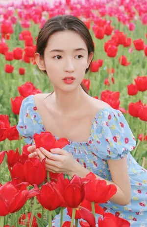 王玉雯蓝色长裙唯美写真图片_6