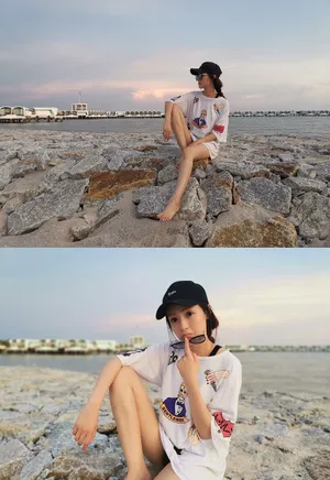 孙嘉琪度假风海边性感图片