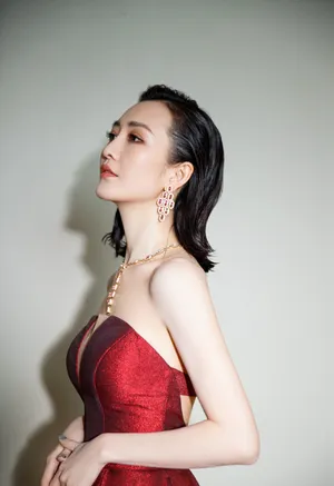 王鸥性感深V红裙靓丽写真图片_3