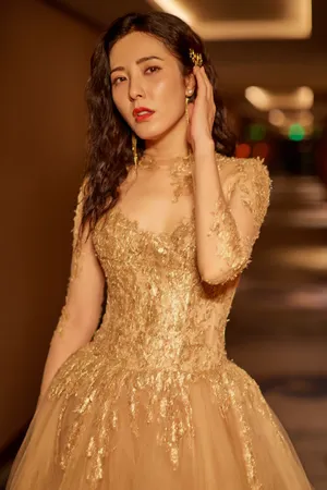 曾黎金丝裸色纱裙性感优雅写真图片_3