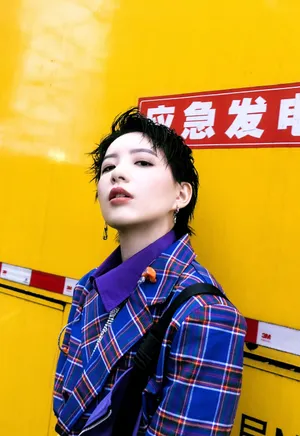 李斯丹妮紫色格子衬衫时尚写真_5
