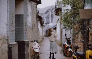 陈瑶古巷雨中街拍照图片_6