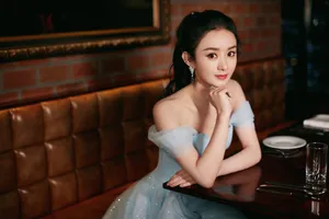 赵丽颖抹胸纱裙温婉清丽写真图片