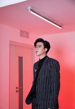刘宇宁条纹西服帅气写真图片_7