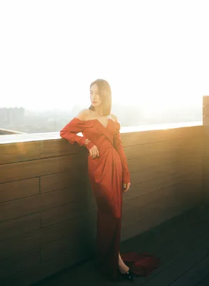 宋茜红丝缎长裙性感图片_8
