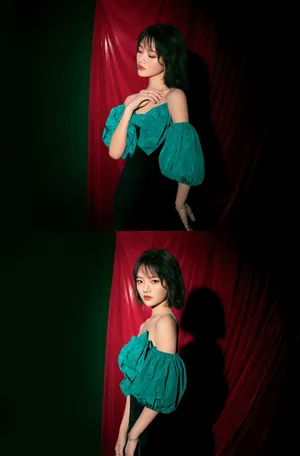 任敏丝绒短裙性感写真图片