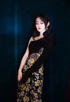 何泓姗露肩裙性感优雅写真图片_3