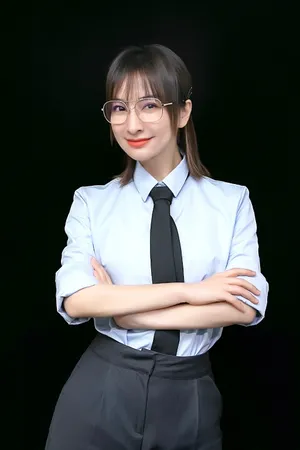 吴昕蓝衬衫时尚优雅写真图片_2