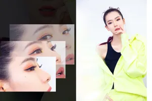 戚薇紫色渐变高马尾性感图片_2