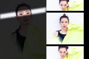 戚薇紫色渐变高马尾性感图片_3