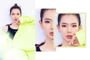戚薇紫色渐变高马尾性感图片_4