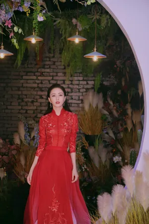 佟丽娅元宵节红色礼服性感写真_5