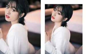 沈月性感露肩白裙写真图片_2