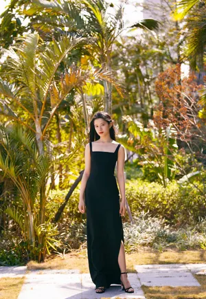 张婧仪高开叉长裙性感图片