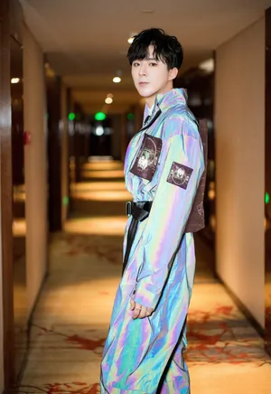 刘宇宁镭射连体工装服帅气图片