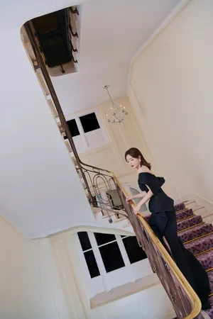 演员秦岚黑色礼服长裙性感图片_4