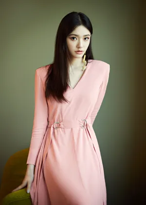 林允粉裙精致写真图片