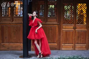吴宣仪红裙国风写真图片_3