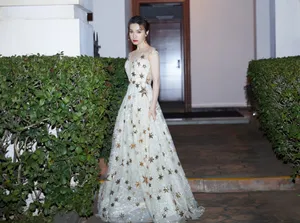 吴昕粉色亮片裙优雅写真图片_3