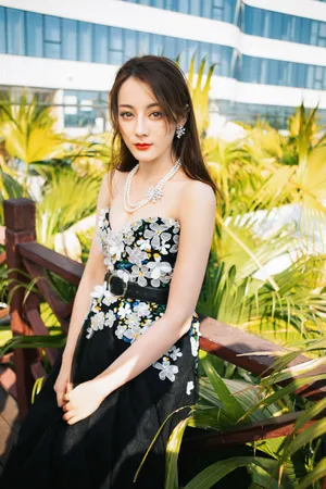 迪丽热巴黑纱抹胸礼裙性感图片_3