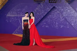 杨幂薄纱红裙性感写真图片_6