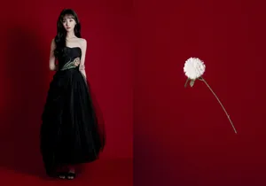 郑爽黑色抹胸纱裙性感图片_2