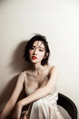 唐艺昕湿发吊带裙性感写真图片_2