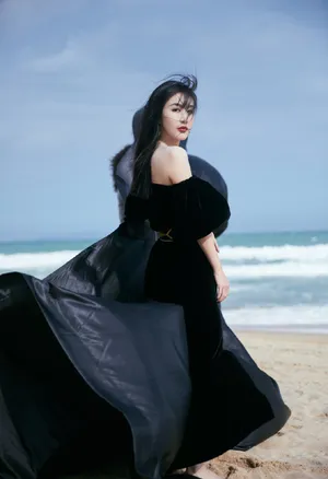 李菲儿黑色长裙性感写真_4