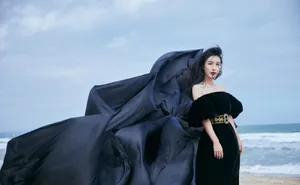 李菲儿黑色长裙性感写真_7