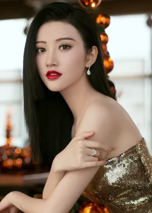 景甜金色亮片鱼尾裙性感图片_1