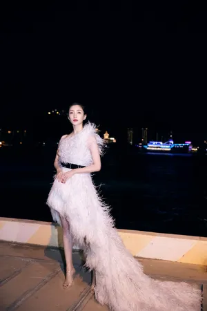 江疏影羽毛裙时尚性感写真图片_2