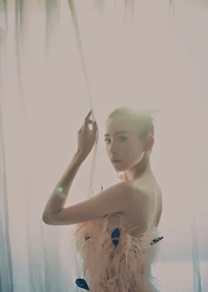 刘美彤羽毛裙温柔气质写真图片
