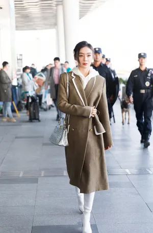 袁姗姗温暖冬日机场街拍图片