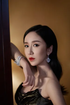 娄艺潇黑金礼服典雅性感写真_2