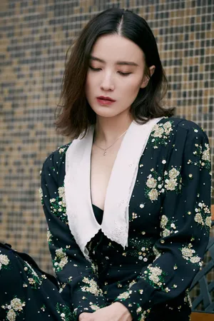 宋佳钉珠连衣裙优雅写真图片_3