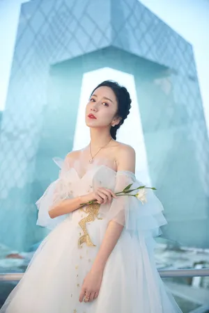 娄艺潇美人鱼纱裙性感图片_5