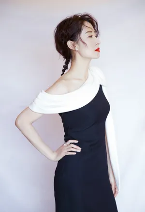 刘敏涛黑白拼接裙优雅写真图片_2
