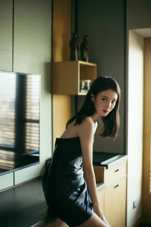 金晨美飒性感皮裙写真图片_9