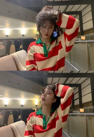 宋妍霏休闲舒适机场私服图片