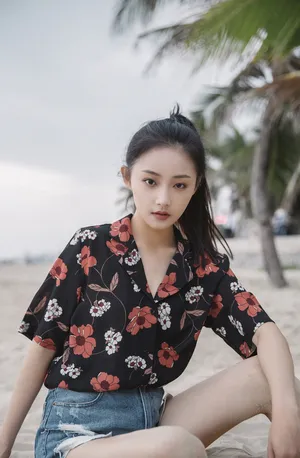 吴佳怡休闲文艺海边写真图片_2