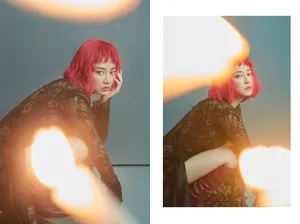 谭卓性感光影写真图片
