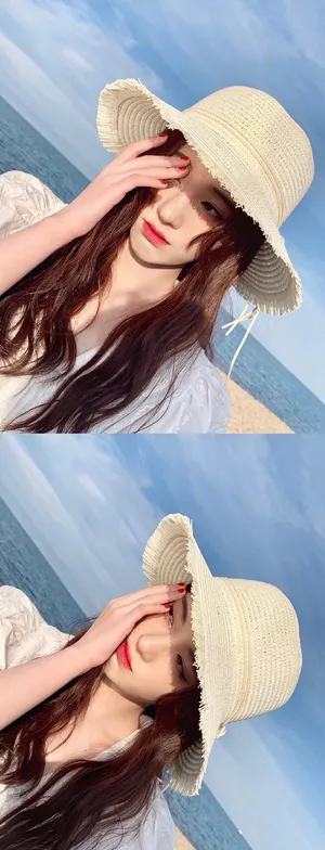 鞠婧祎仙气白裙海边甜美图片_1
