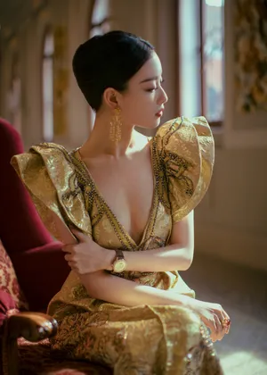 倪妮优雅华丽刺绣裙写真图片_4